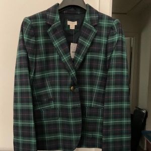J.Crew Factory green plaid jacket blazer, size 8 NEW